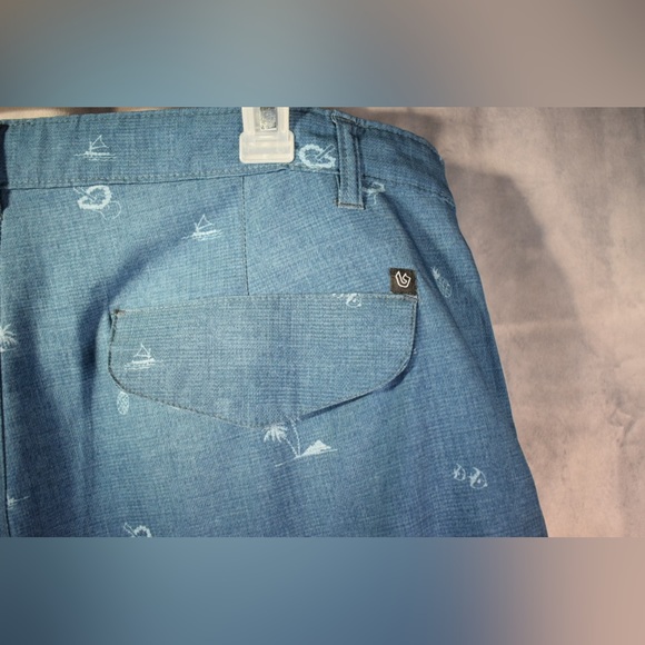 Vintage Burnside Shorts Men’s Size 38 Blue Palm Tree Pineapple Print - Picture 3 of 4